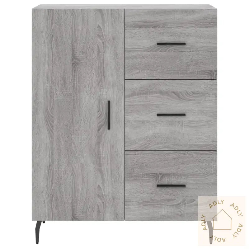 Highboard Grå Sonoma 69,5X34X180 Cm Konstruert Tre