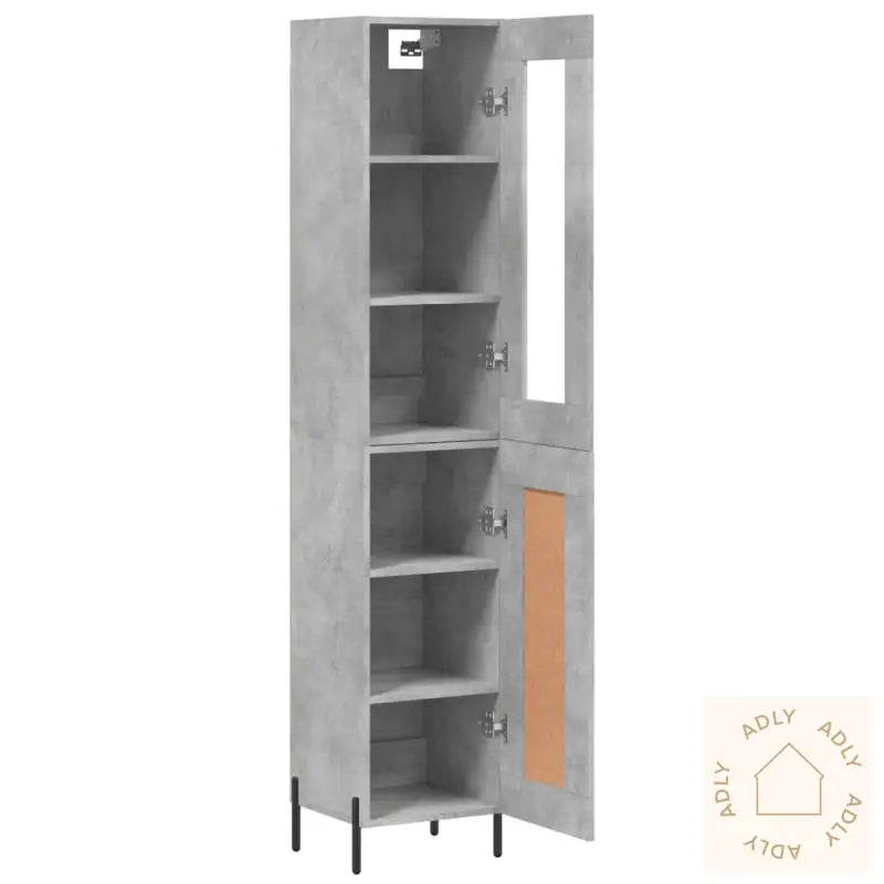 Highboard Betonggrå 34,5X34X180 Cm Konstruert Tre