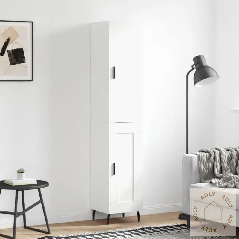 Highboard Hvit 34,5X34X180 Cm Konstruert Tre