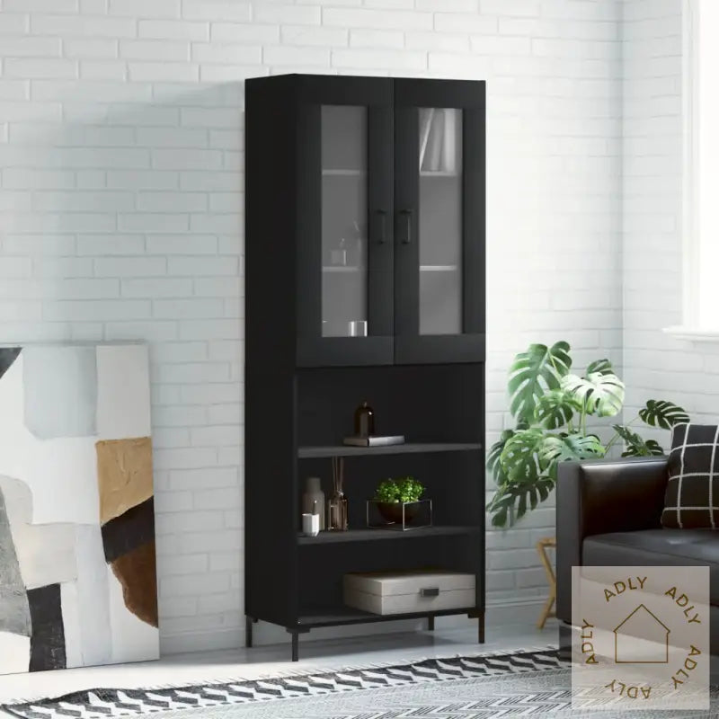 Highboard Svart 69,5X34X180 Cm Konstruert Tre