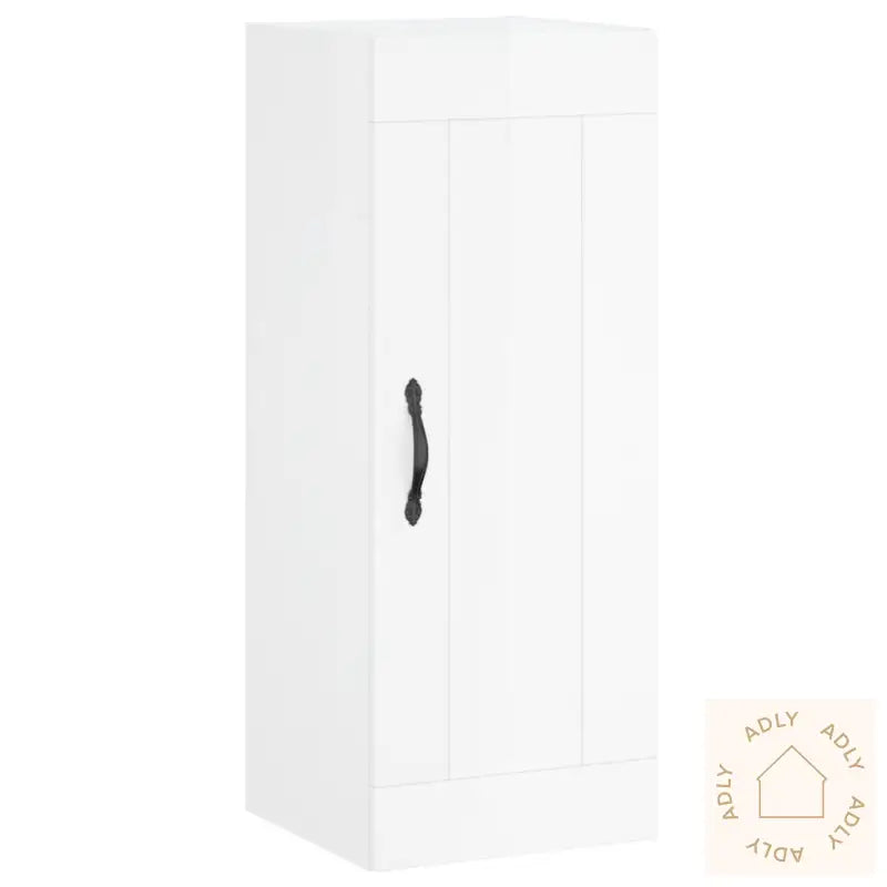 Highboard Høyglans Hvit 34,5X34X180 Cm Konstruert Tre
