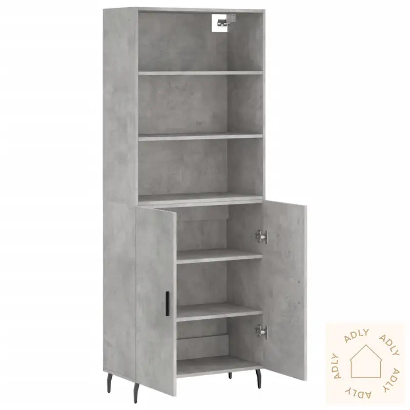 Highboard Betonggrå 69,5X34X180 Cm Konstruert Tre