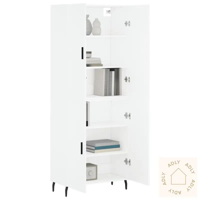 Highboard Hvit 69,5X34X180 Cm Konstruert Tre