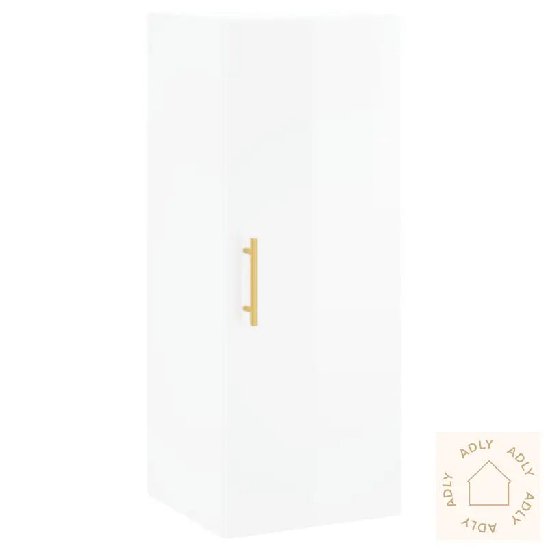 Highboard Høyglans Hvit 34,5X34X180 Cm Konstruert Tre