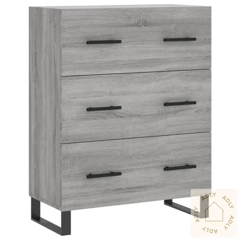 Highboard Grå Sonoma 69,5X34X180 Cm Konstruert Tre