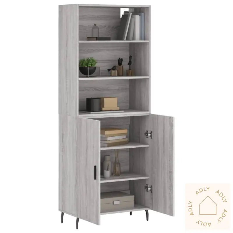 Highboard Grå Sonoma 69,5X34X180 Cm Konstruert Tre
