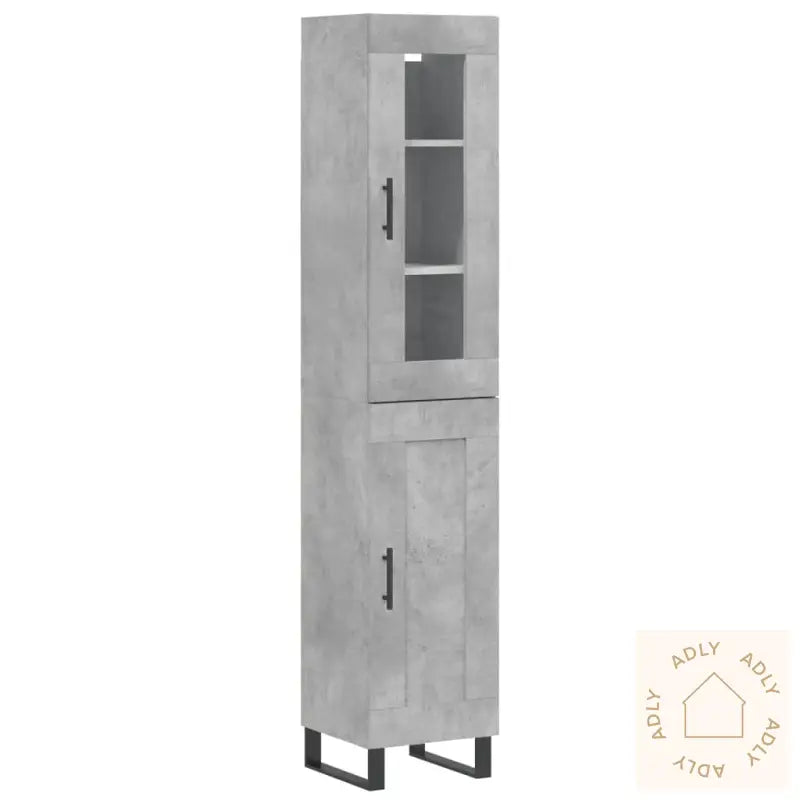 Highboard Betonggrå 34,5X34X180 Cm Konstruert Tre