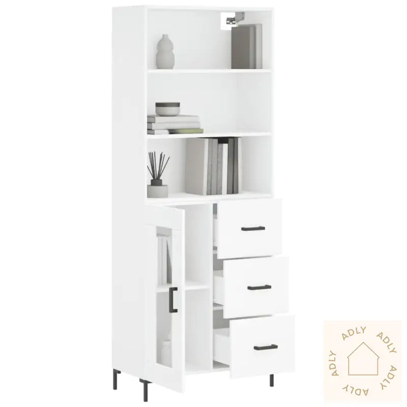 Highboard Hvit 69,5X34X180 Cm Konstruert Tre