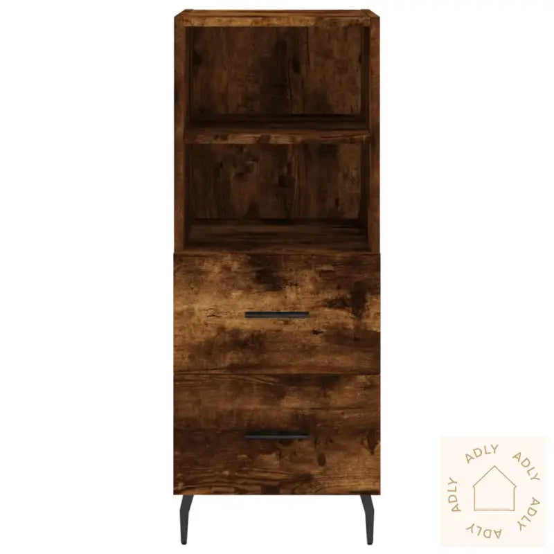 Highboard Røkt Eik 34,5X34X180 Cm Konstruert Tre