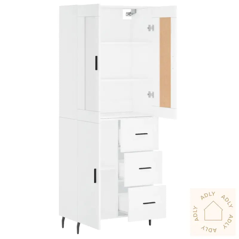 Highboard Hvit 69,5X34X180 Cm Konstruert Tre