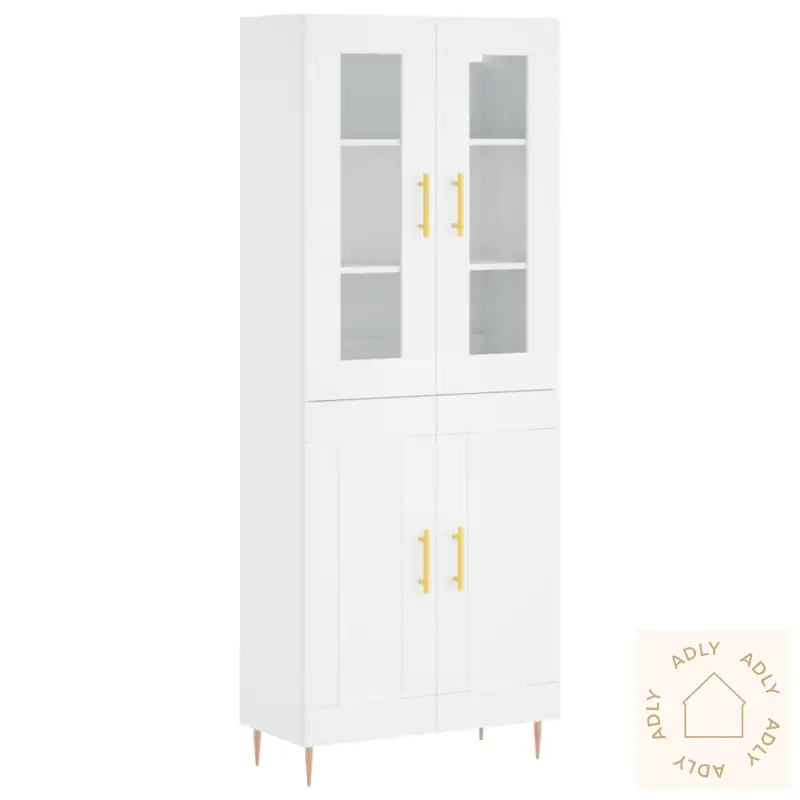 Highboard Hvit 69,5X34X180 Cm Konstruert Tre
