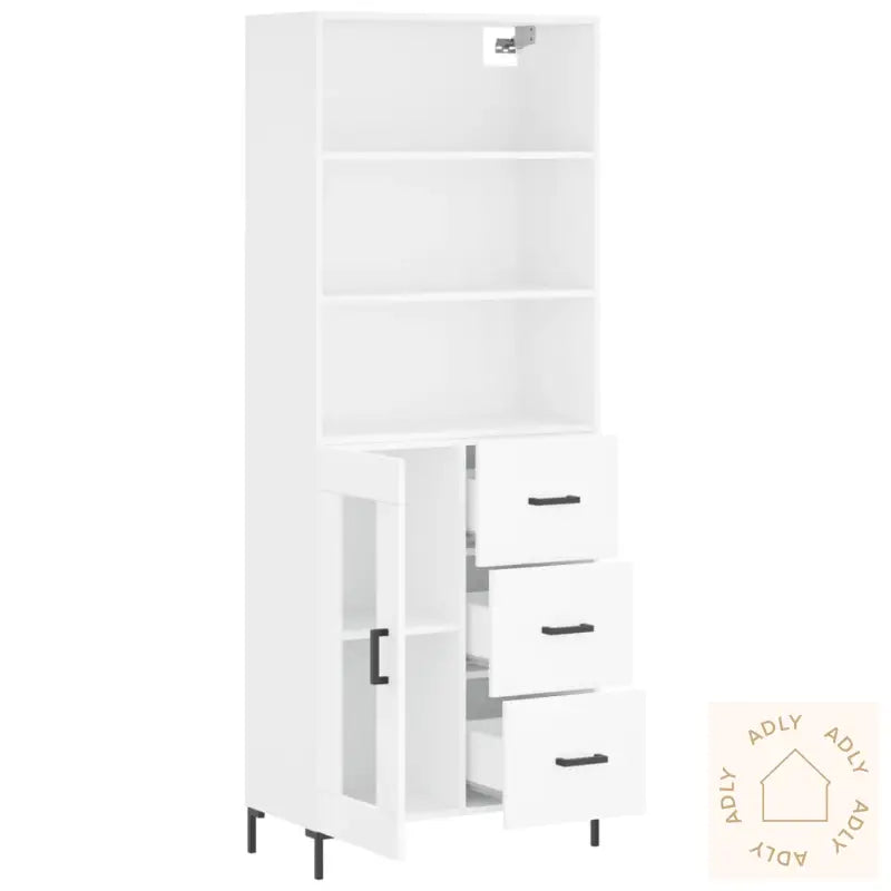 Highboard Hvit 69,5X34X180 Cm Konstruert Tre