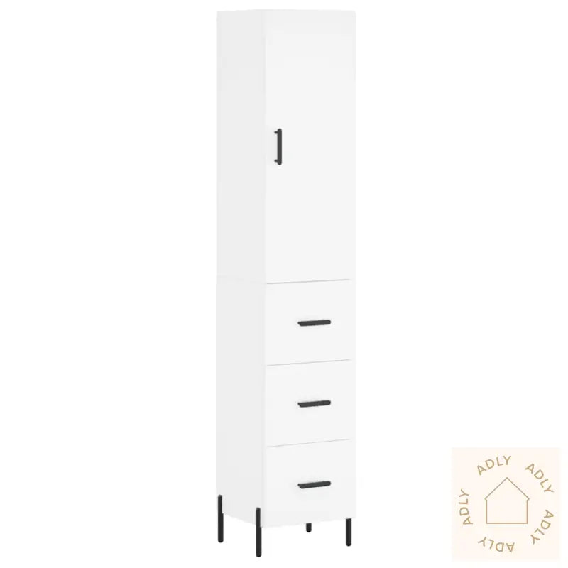 Highboard Hvit 34,5X34X180 Cm Konstruert Tre