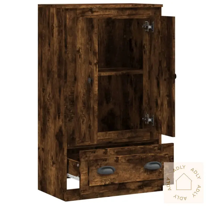 Highboard Røkt Eik 60X35,5X103,5 Cm Konstruert Tre