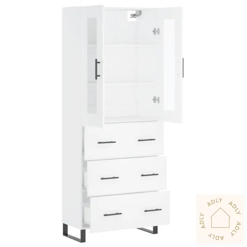 Highboard Hvit 69,5X34X180 Cm Konstruert Tre