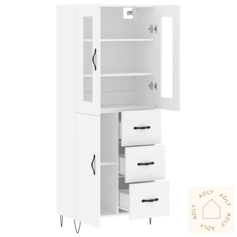 Highboard Hvit 69,5X34X180 Cm Konstruert Tre
