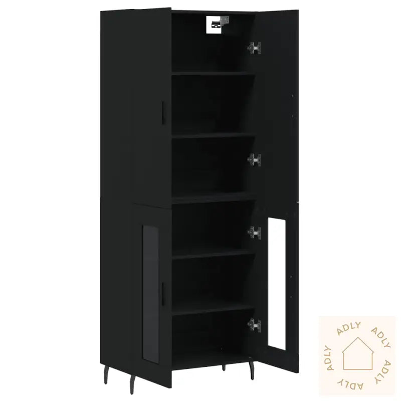Highboard Svart 69,5X34X180 Cm Konstruert Tre