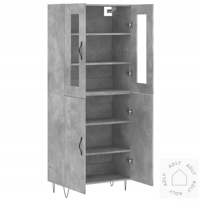 Highboard Betonggrå 69,5X34X180 Cm Konstruert Tre