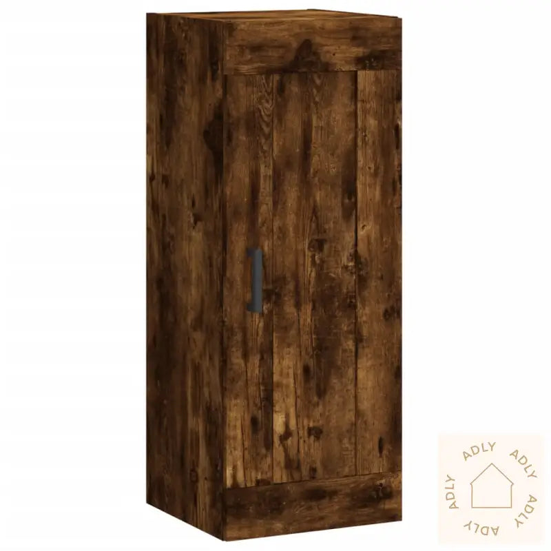 Highboard Røkt Eik 34,5X34X180 Cm Konstruert Tre