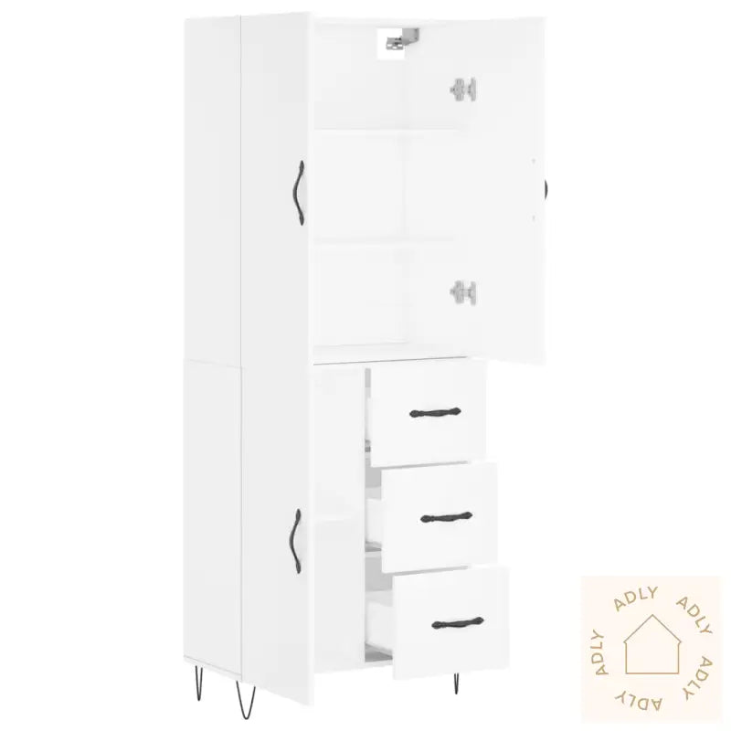 Highboard Hvit 69,5X34X180 Cm Konstruert Tre