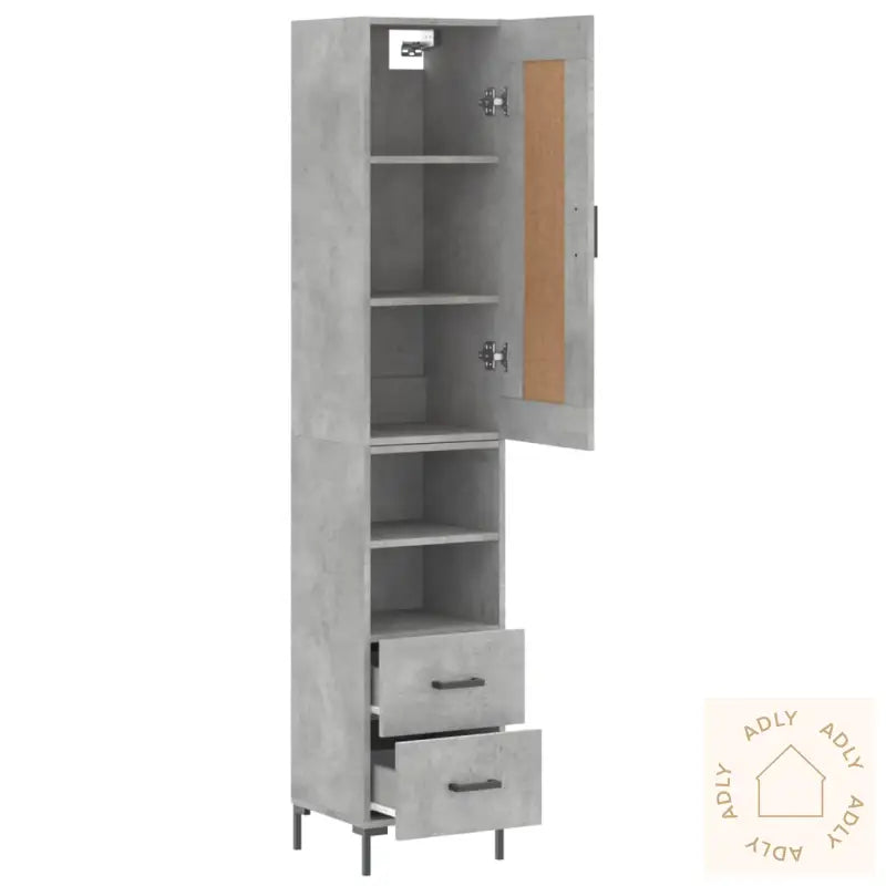 Highboard Betonggrå 34,5X34X180 Cm Konstruert Tre