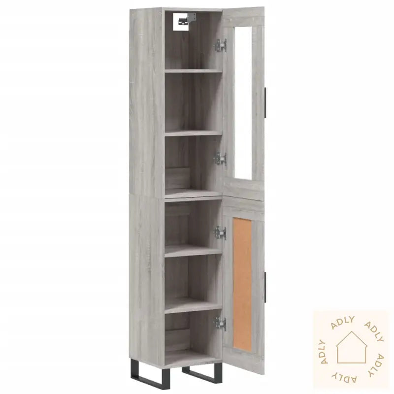 Highboard Grå Sonoma 34,5X34X180 Cm Konstruert Tre