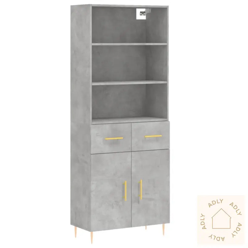 Highboard Betonggrå 69,5X34X180 Cm Konstruert Tre