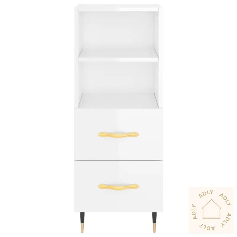Highboard Høyglans Hvit 34,5X34X180 Cm Konstruert Tre