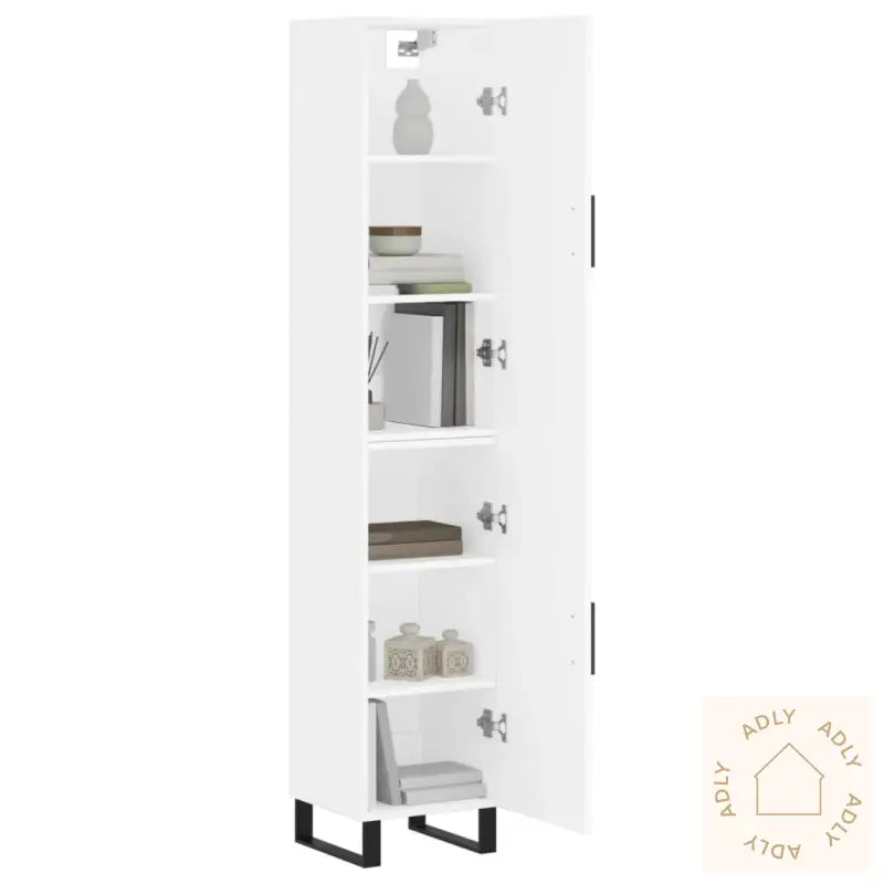 Highboard Hvit 34,5X34X180 Cm Konstruert Tre