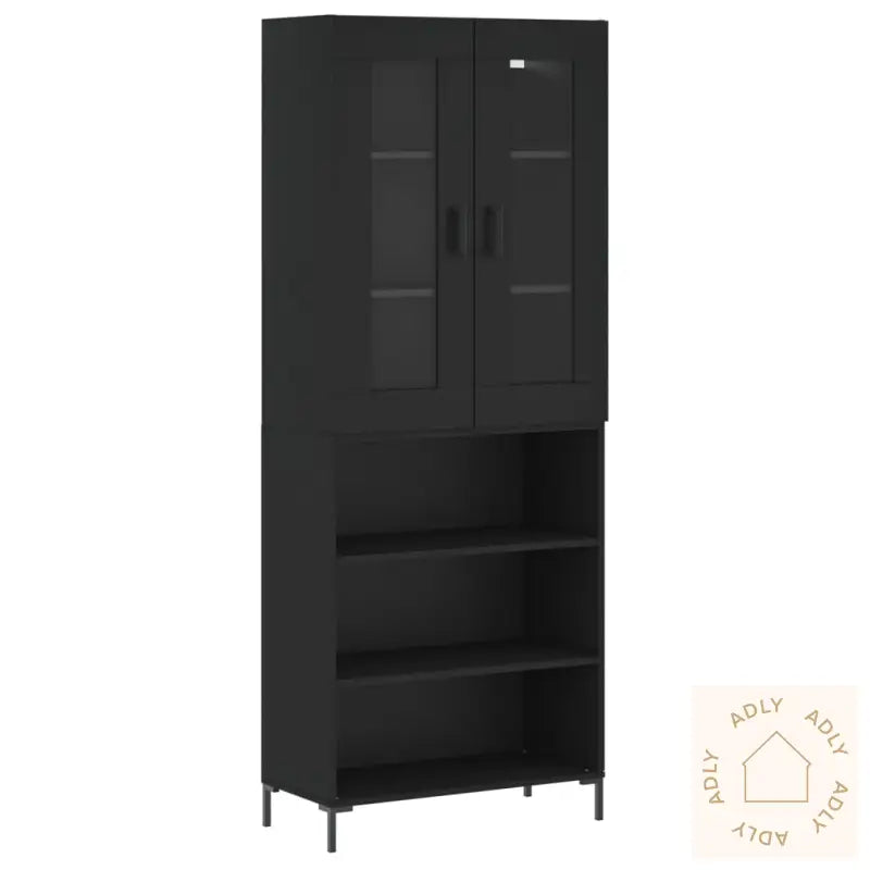 Highboard Svart 69,5X34X180 Cm Konstruert Tre
