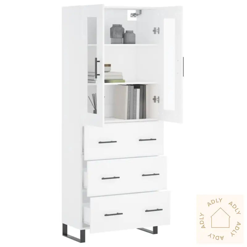 Highboard Hvit 69,5X34X180 Cm Konstruert Tre