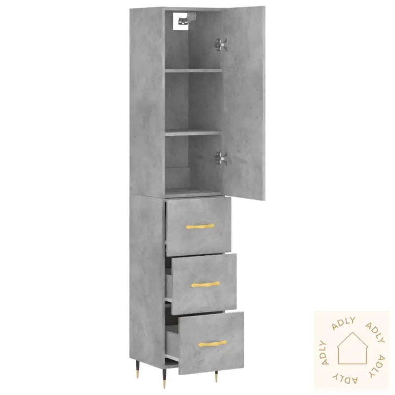 Highboard Betonggrå 34,5X34X180 Cm Konstruert Tre