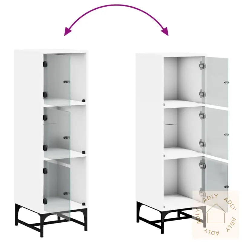 Highboard Med Glassdører Hvit 35X37X120 Cm