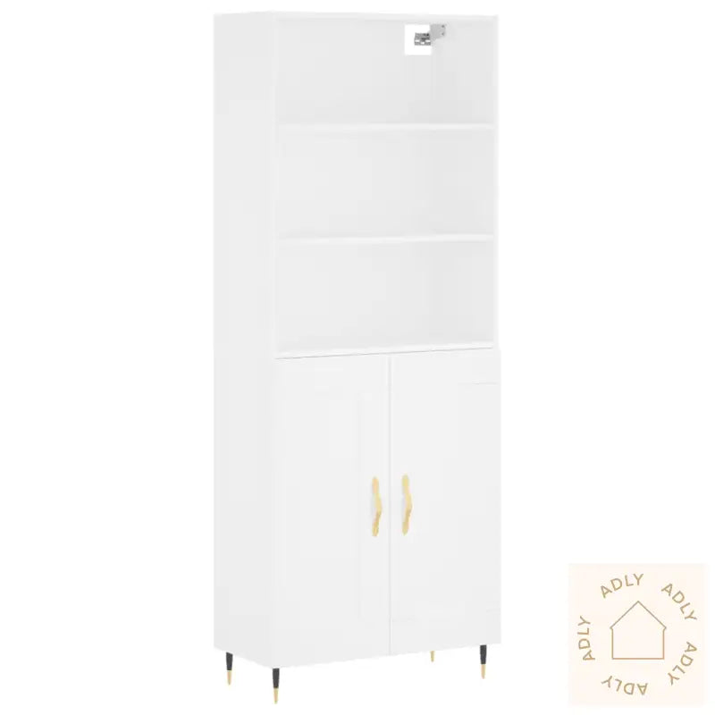 Highboard Hvit 69,5X34X180 Cm Konstruert Tre