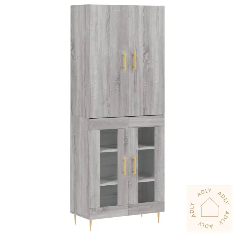 Highboard Grå Sonoma 69,5X34X180 Cm Konstruert Tre