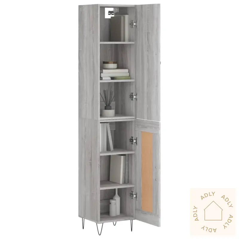 Highboard Grå Sonoma 34,5X34X180 Cm Konstruert Tre