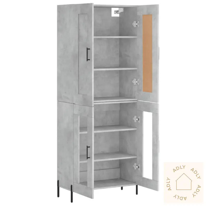Highboard Betonggrå 69,5X34X180 Cm Konstruert Tre