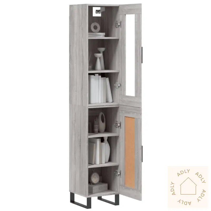 Highboard Grå Sonoma 34,5X34X180 Cm Konstruert Tre