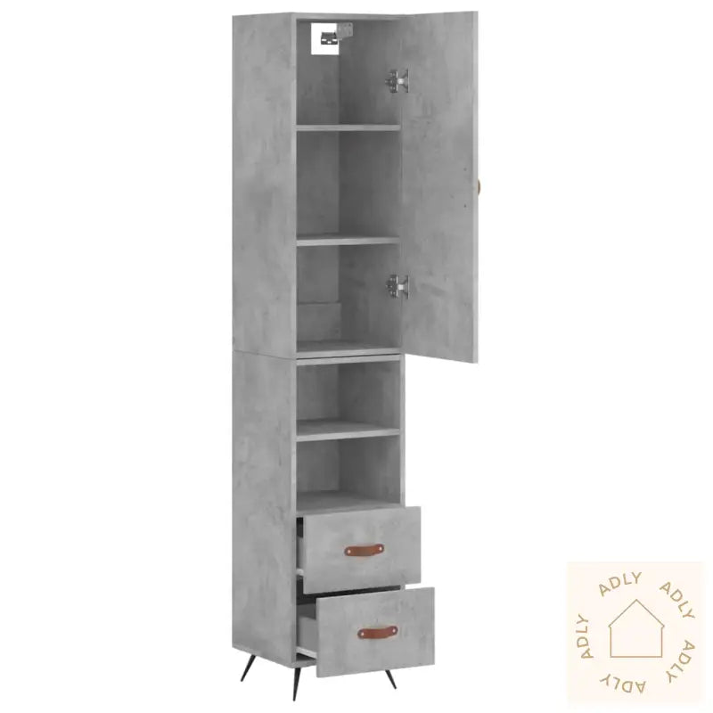 Highboard Betonggrå 34,5X34X180 Cm Konstruert Tre