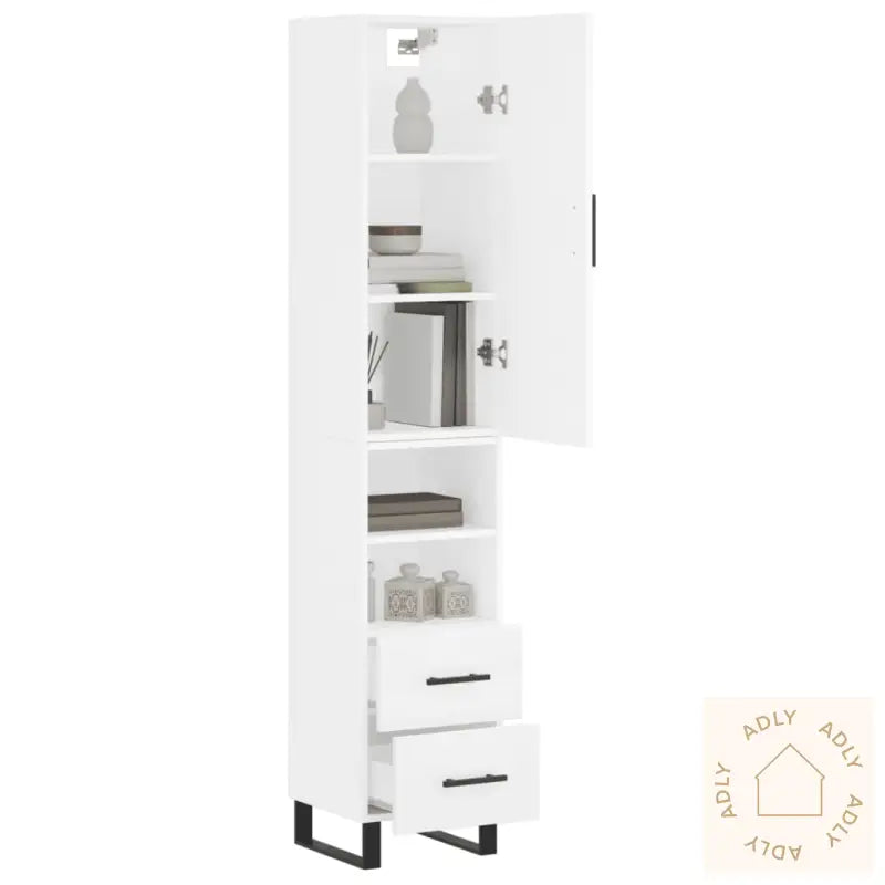 Highboard Hvit 34,5X34X180 Cm Konstruert Tre