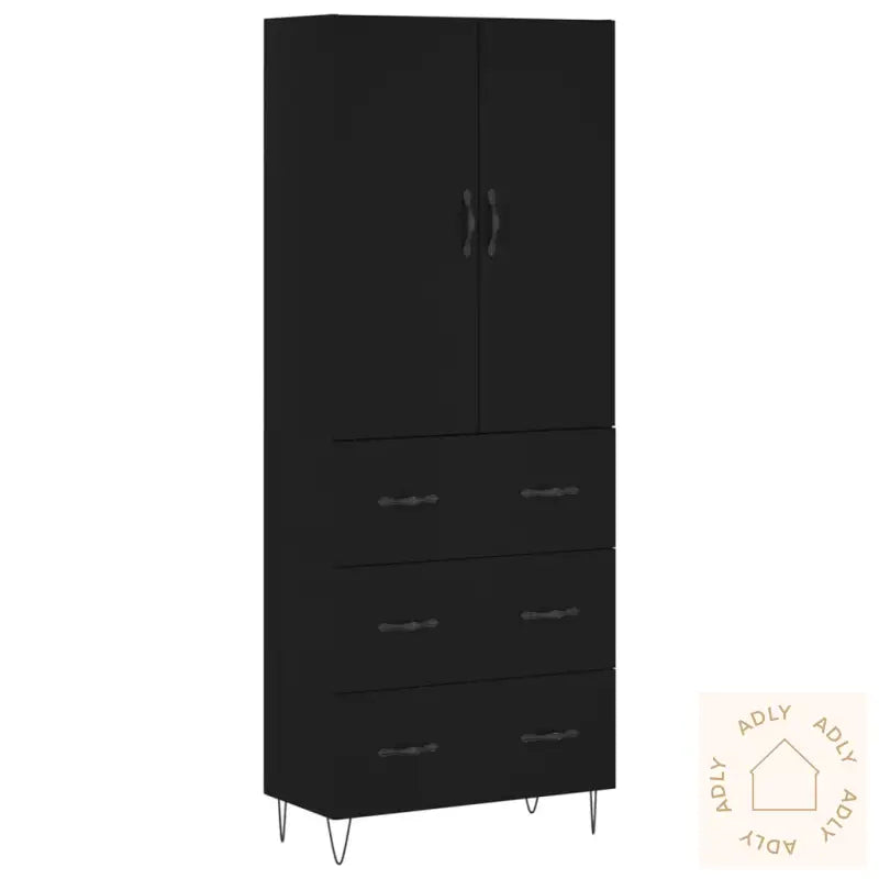 Highboard Svart 69,5X34X180 Cm Konstruert Tre