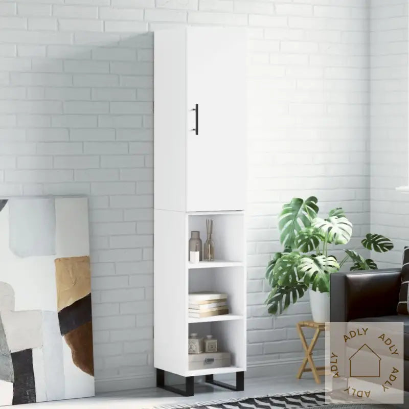 Highboard Hvit 34,5X34X180 Cm Konstruert Tre