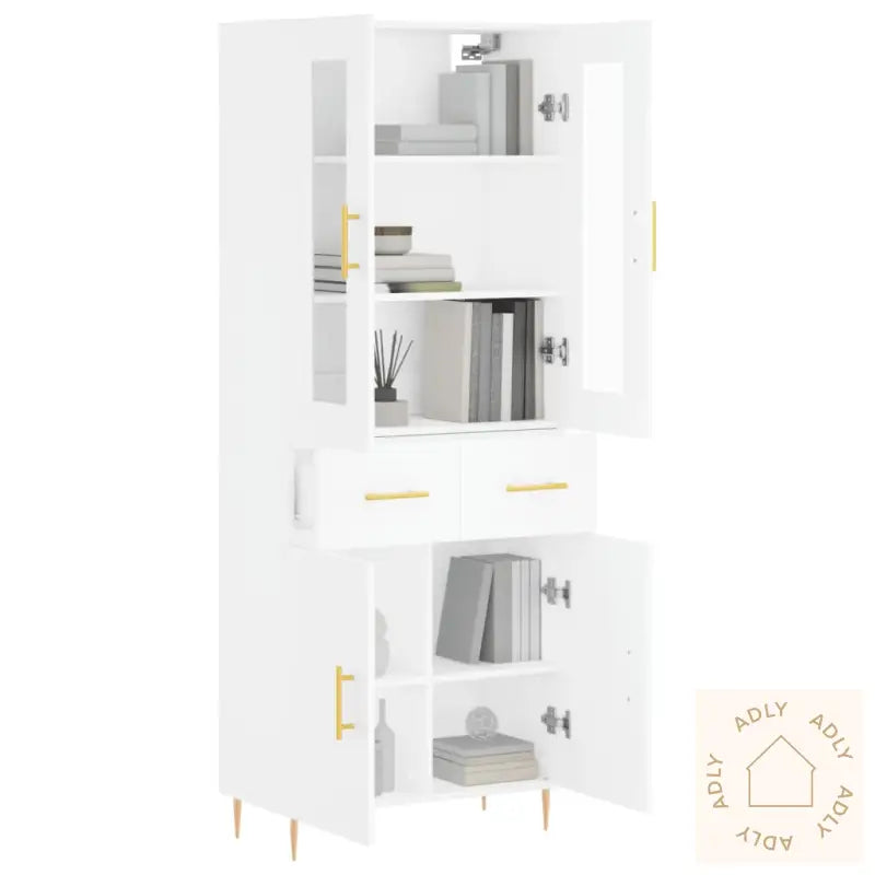 Highboard Hvit 69,5X34X180 Cm Konstruert Tre