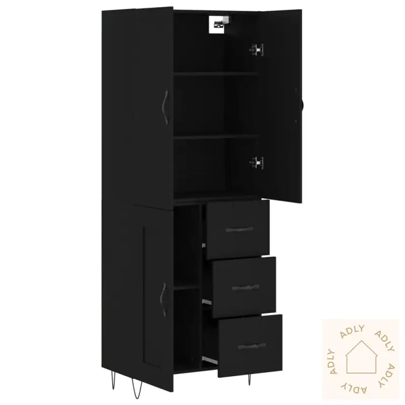 Highboard Svart 69,5X34X180 Cm Konstruert Tre