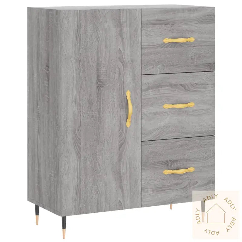 Highboard Grå Sonoma 69,5X34X180 Cm Konstruert Tre