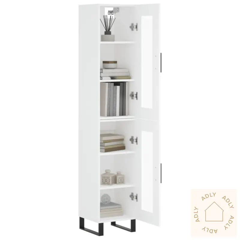 Highboard Hvit 34,5X34X180 Cm Konstruert Tre