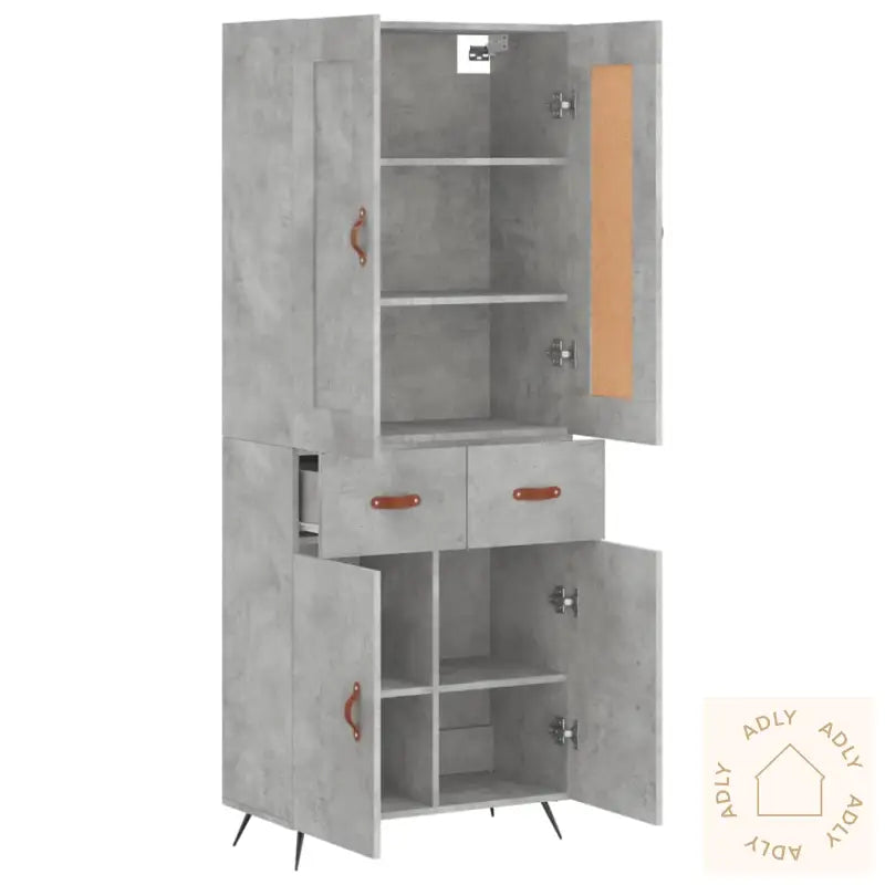 Highboard Betonggrå 69,5X34X180 Cm Konstruert Tre