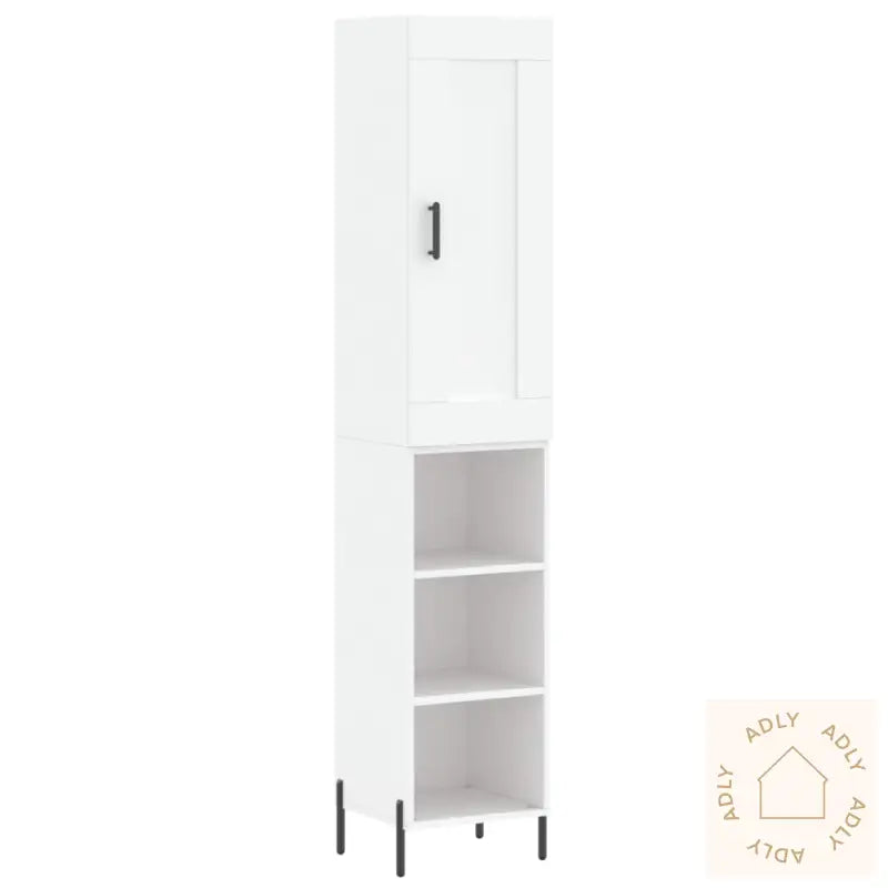 Highboard Hvit 34,5X34X180 Cm Konstruert Tre