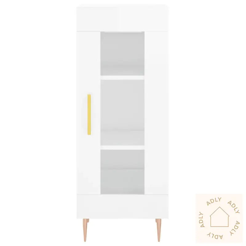 Highboard Høyglans Hvit 34,5X34X180 Cm Konstruert Tre