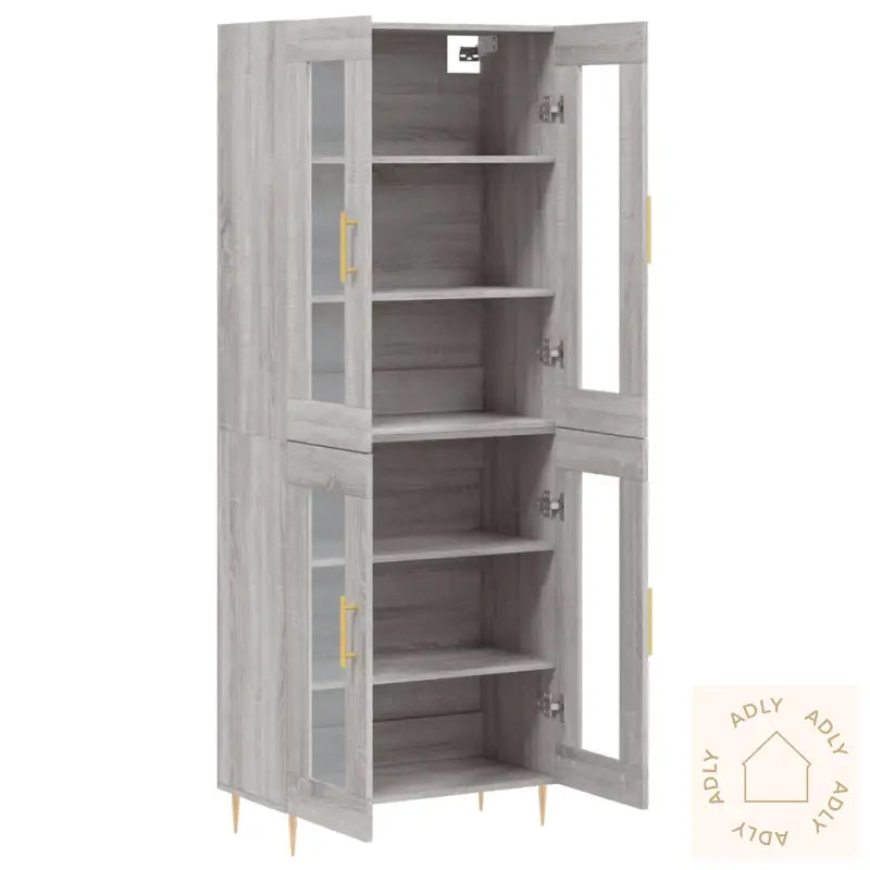 Highboard Grå Sonoma 69,5X34X180 Cm Konstruert Tre